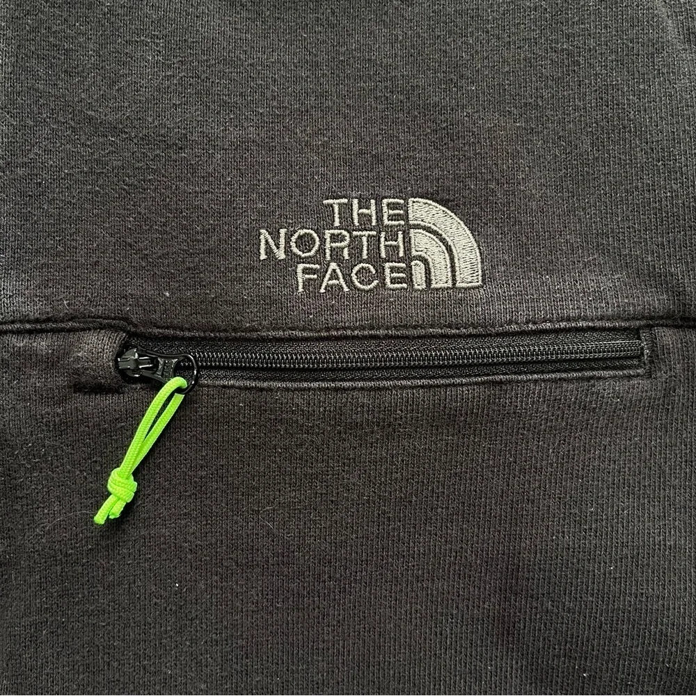 The North Face Men's Full Zip Hoodie Black Neon Green Size Large A4Z2 Vintage